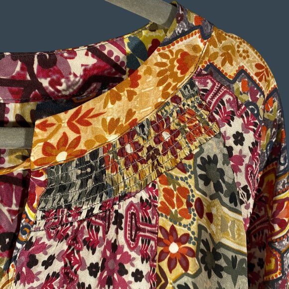 Kachel X Anthropologie Ambrosia Peasant Blouse keyhole tassel tie women’s M - Picture 4 of 11